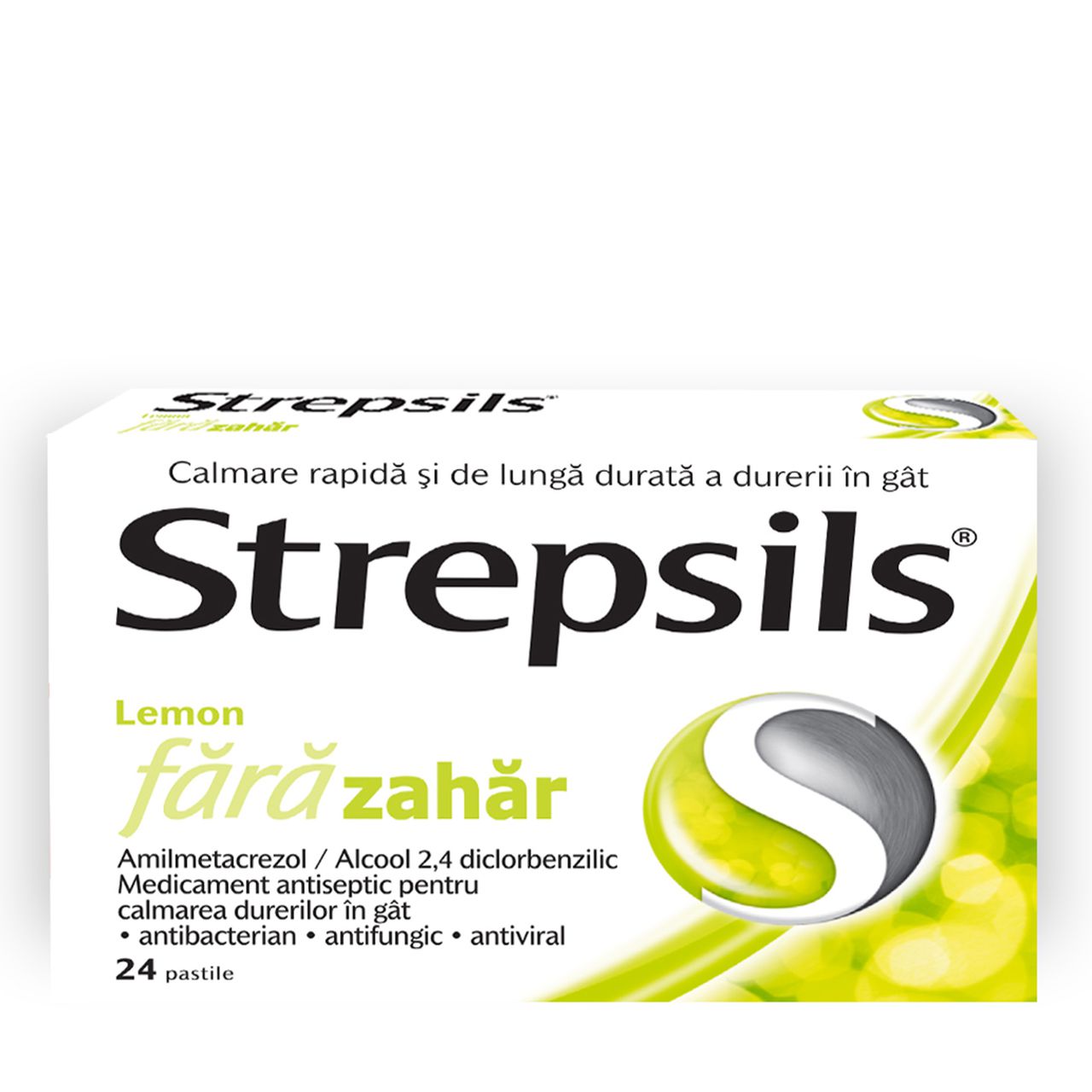 Strepsils lemon, 24 comprimate fara zahar