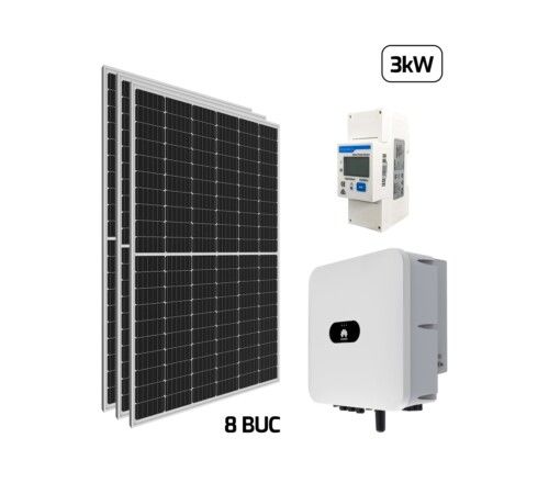 Kituri panouri solare fotovoltaice - Pachet fotovoltaic monofazat 3 kW, cu panou solar fotovoltaic 375 W, LR4-60HPH-375M, LONGi, invertor solar, ON/OFF Grid, 3 kW, SUN2000-3KTL-L1, HUAWEI si senzor de putere 100A/40 mA, DDSU666-H, HUAWEI, bricolajmarket.ro