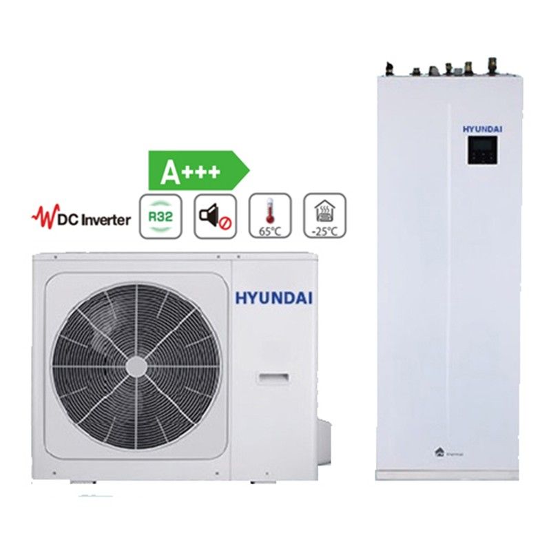 Pompe de caldura aer apa - Pompa de caldura aer-apa cu boiler incorporat de 240 litri HYUNDAI HYHA-V16W/D2N8/HYHB-A160/240CD30GN8, rezistenta back-up 3 kW, monofazata - 16 kW, bricolajmarket.ro