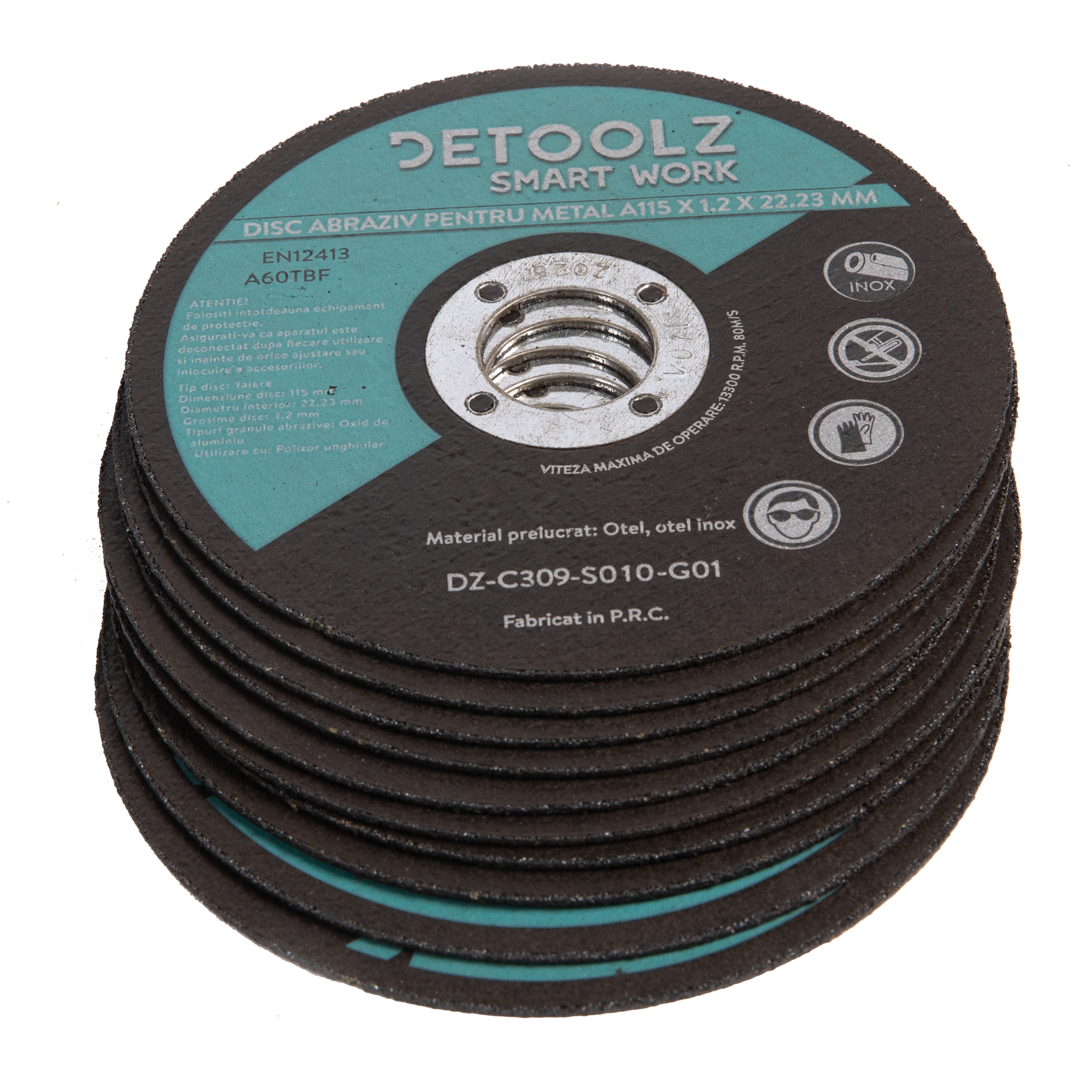 Accesorii slefuitoare - Set disc abraziv pentru metal 115 mm (10/set), bricolajmarket.ro