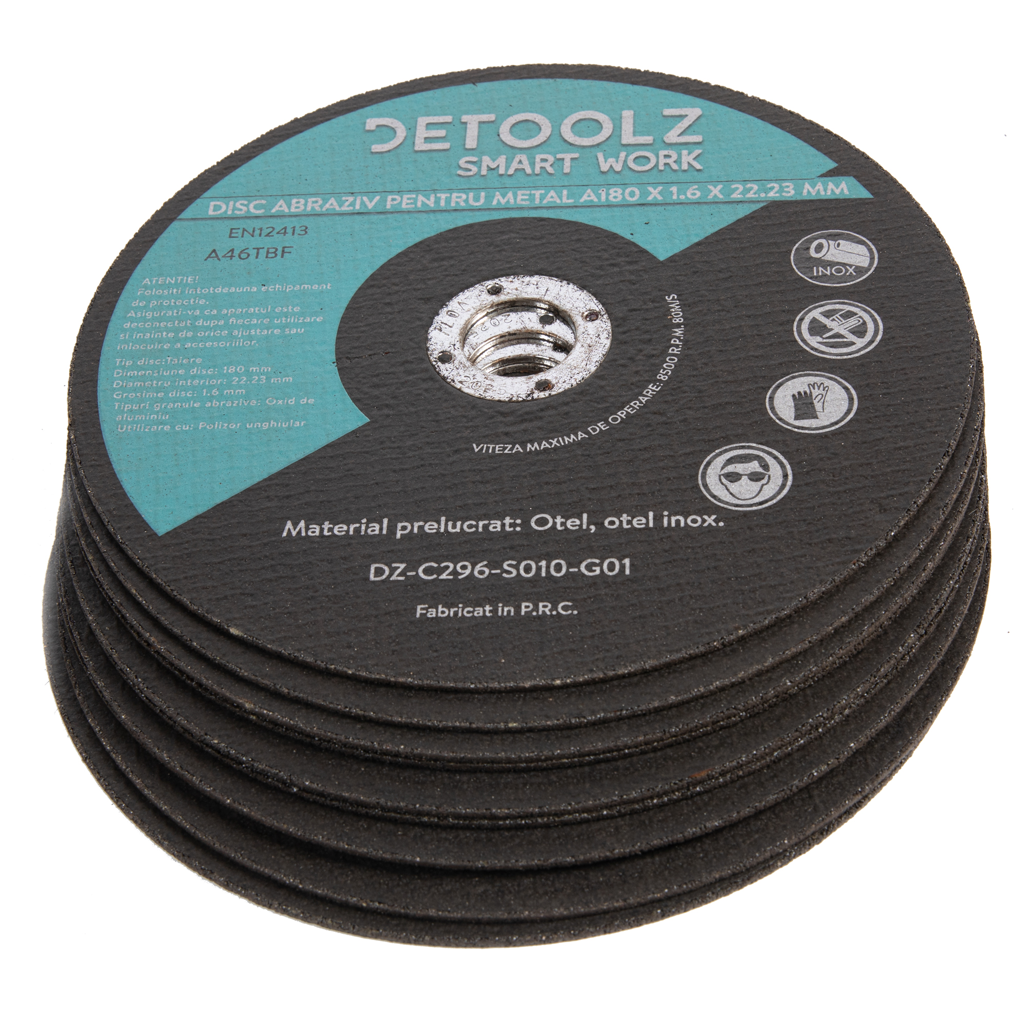 Accesorii slefuitoare - Set disc abraziv pentru metal 180 mm (10/set), bricolajmarket.ro
