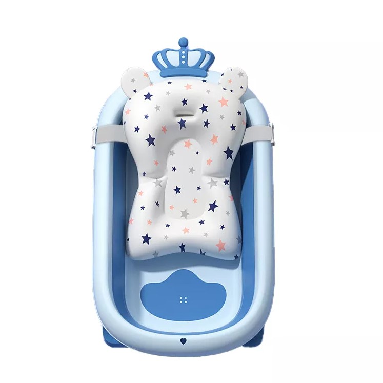 Cadite si accesorii baie - Cadita pentru bebelusi, pliabila, cu perna detasabila inclusa, picioare antiderapante, design ergonomic, 25l, albastra, senzor de temperatura, buz, buz.ro