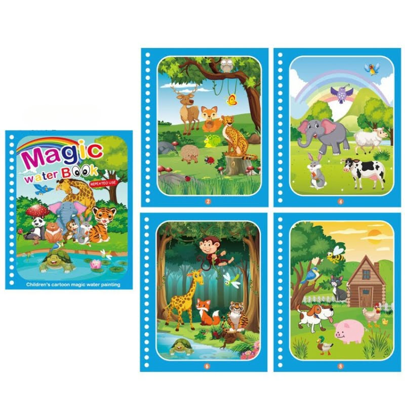 Jucarii 2-3 ani - Carte de colorat cu apa Magic Book, reutilizabil, diverse modele, tip Montessori, buz, buz.ro