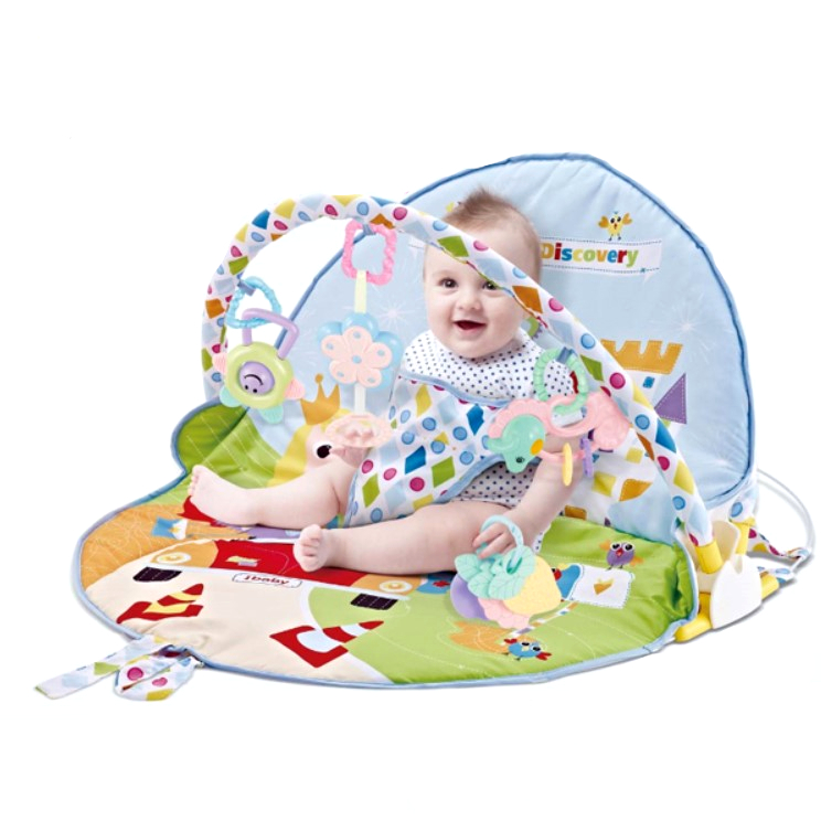 Cuiburi si saltele bebelusi - Centru de activitati 2in1, saltea de joaca cu plasa de tantari, paturica, muzical, cu jucarii zornaitoare, buz.ro