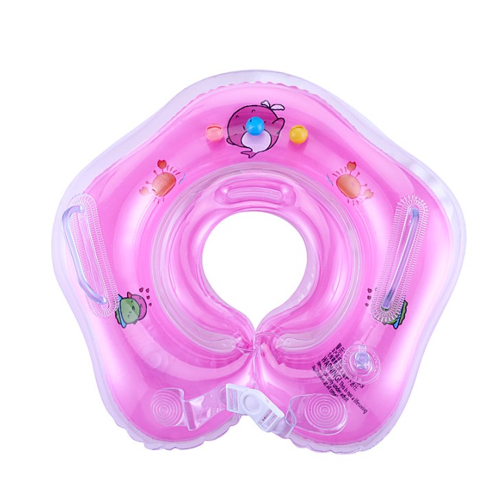 Cadite si accesorii baie - Colac de gat pentru bebelusi, cu bile zornaitoare colorate, hipoalergic, roz, buz.ro