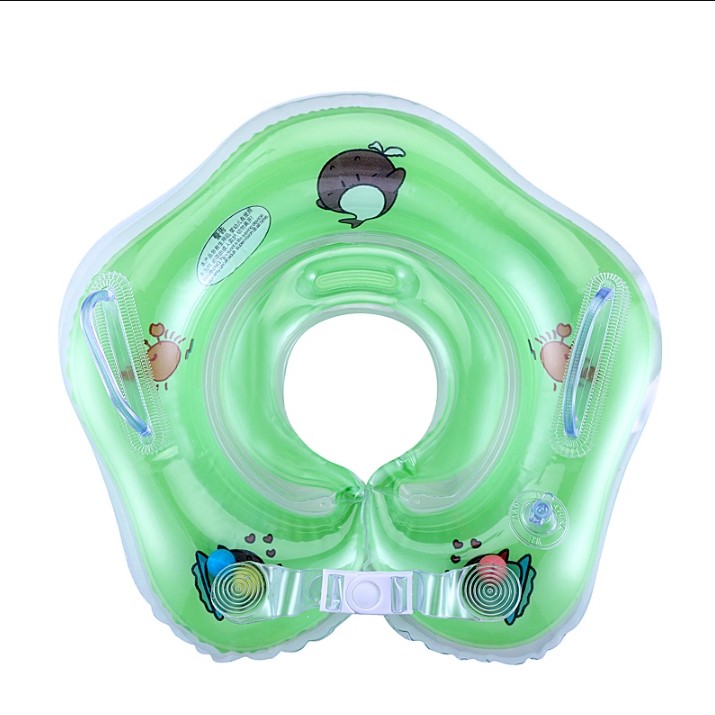 Cadite si accesorii baie - Colac de gat pentru bebelusi, cu bile zornaitoare colorate, hipoalergic, verde, buz.ro