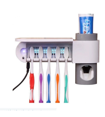 Cosmetica - Dozator pasta/sterilizator cu lumina uv pentru dezinfectarea periutelor de dinti, alb, buz.ro