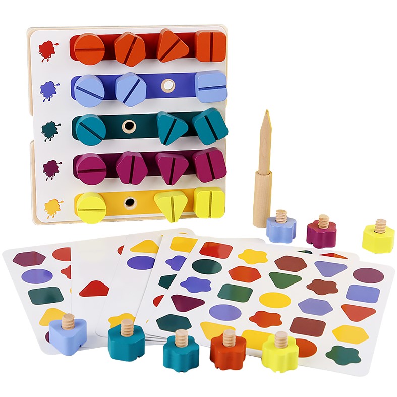 Jucarii 2-3 ani - Joc educativ si interactiv Montessori, forme geometrice, potrivire, sortare, Sudoku, multicolor, buz.ro
