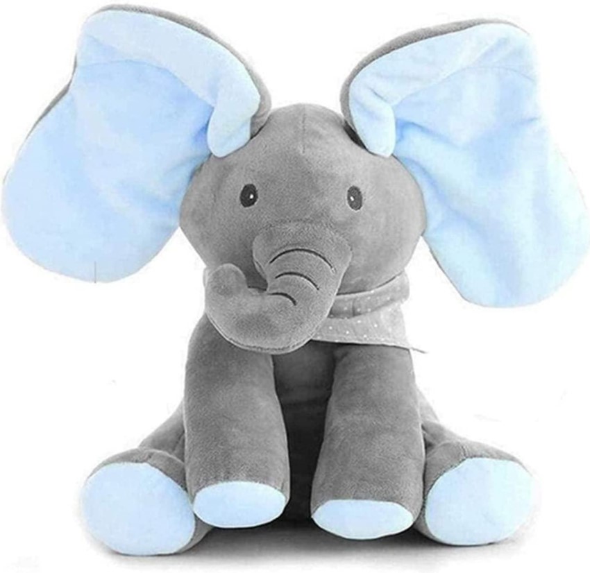 Jucarii interactive - Jucarie interactiva elefant, peek a boo, canta si vorbeste, limba engleza, albastru, buz.ro