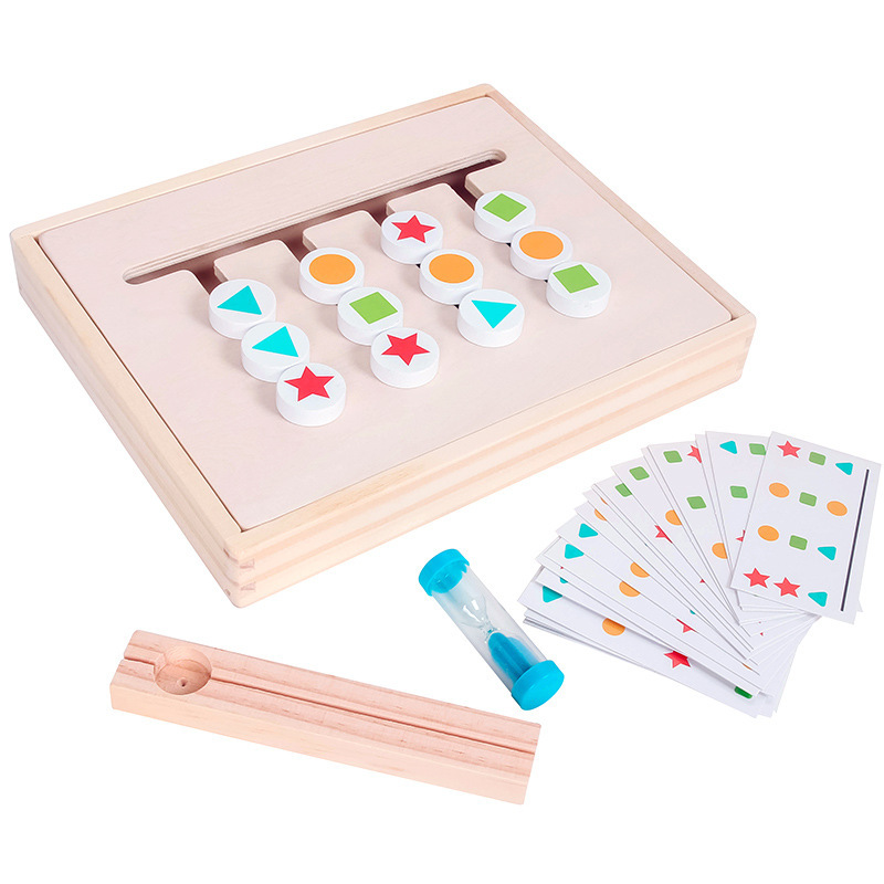 Jucarii interactive - Jucarie intractiva si educativa puzzle Montessori, joc de culoare, orientare, logica, sortare dupa model, din lemn, buz.ro