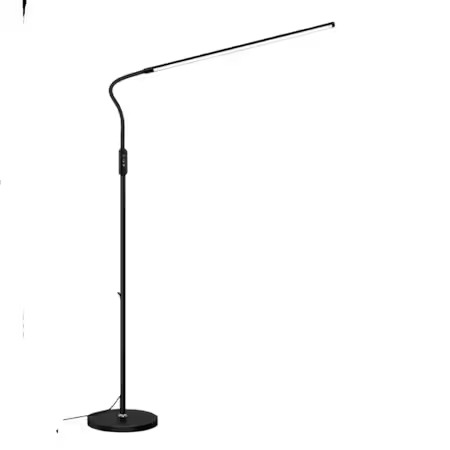 Lampi - Lampa de podea, Lampi LED, ajustabila, pentru birou, salon manichiura, metal si plastic, comutator tactil, luminozitate reglabila, 187-206 cm, negru, buz.ro