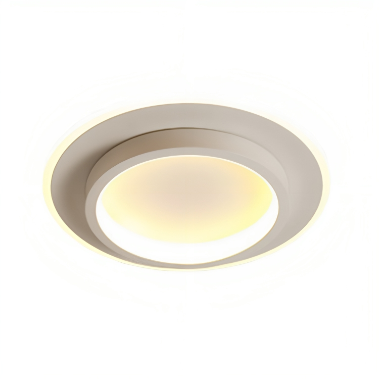 Lampi - Lustra LED Circle, 2 cercuri, 3 tipuri de lumini, intensitate reglabila, 24x6cm, alba, BUZ, buz.ro