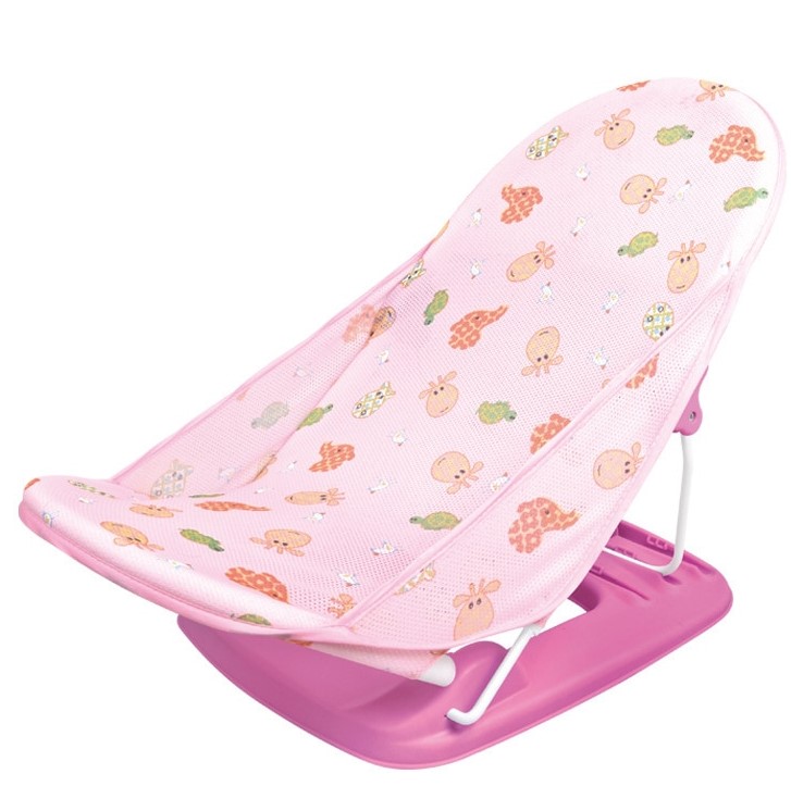 Cadite si accesorii baie - Scaun de baie bebe, cu spatar, pliabil in 3 pozitii, antiderapant, roz, buz.ro