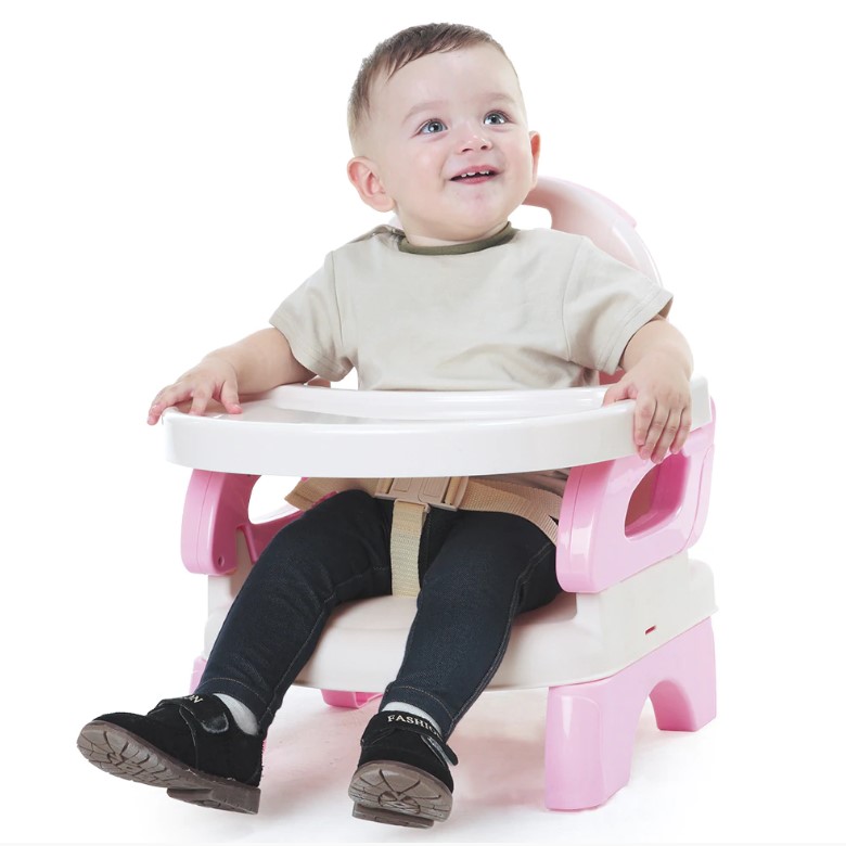 Scaune de masa bebelusi - Scaun inaltator de masa, pentru bebe, copii, booster, pliabil si reglabil, roz, buz.ro