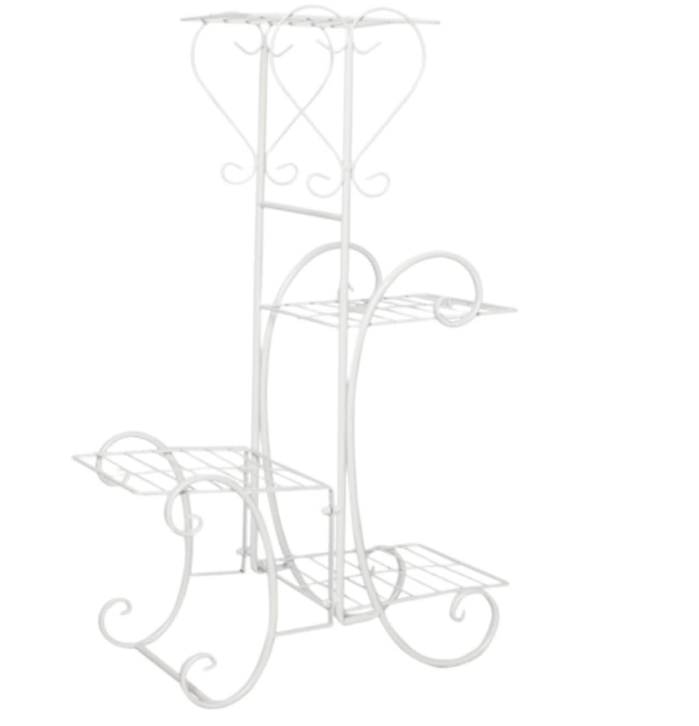 Mobilier de gradina - Suport metalic pentru ghivece de flori, cu 4 etajere separate, 80X40X25 cm, buz.ro