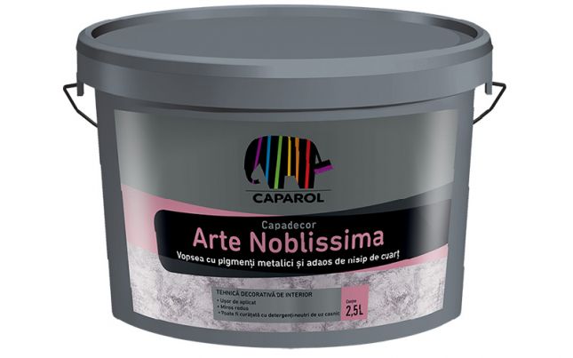 Arte Noblissima - Vopsea decorativă pentru interior cu efect metalizat și adaos de nisip de cuarț, 1.25 l - CD ARTE NOBLISSIMA  LAGO 50 MET