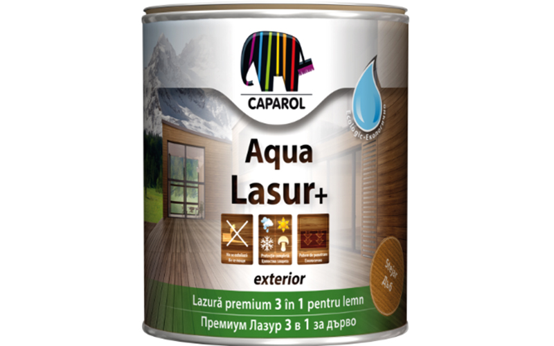 AquaLasur+ - Lazură universală acrilică pentru lemn la exterior, 0.75 l abanos