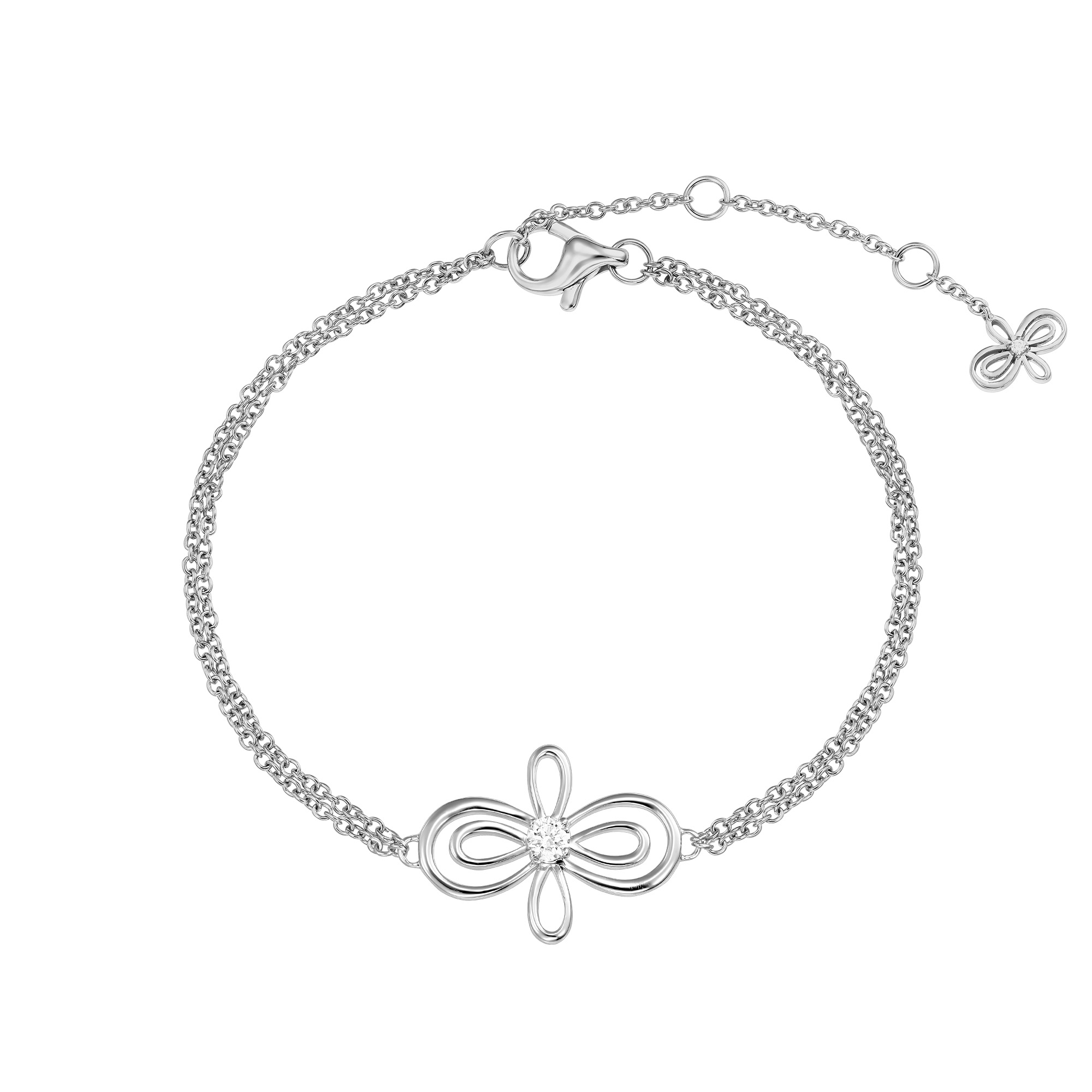 Bratari - Bratara Infinity Flower Henri Maillardet cu diamant, din aur alb de 18K, cellini.ro