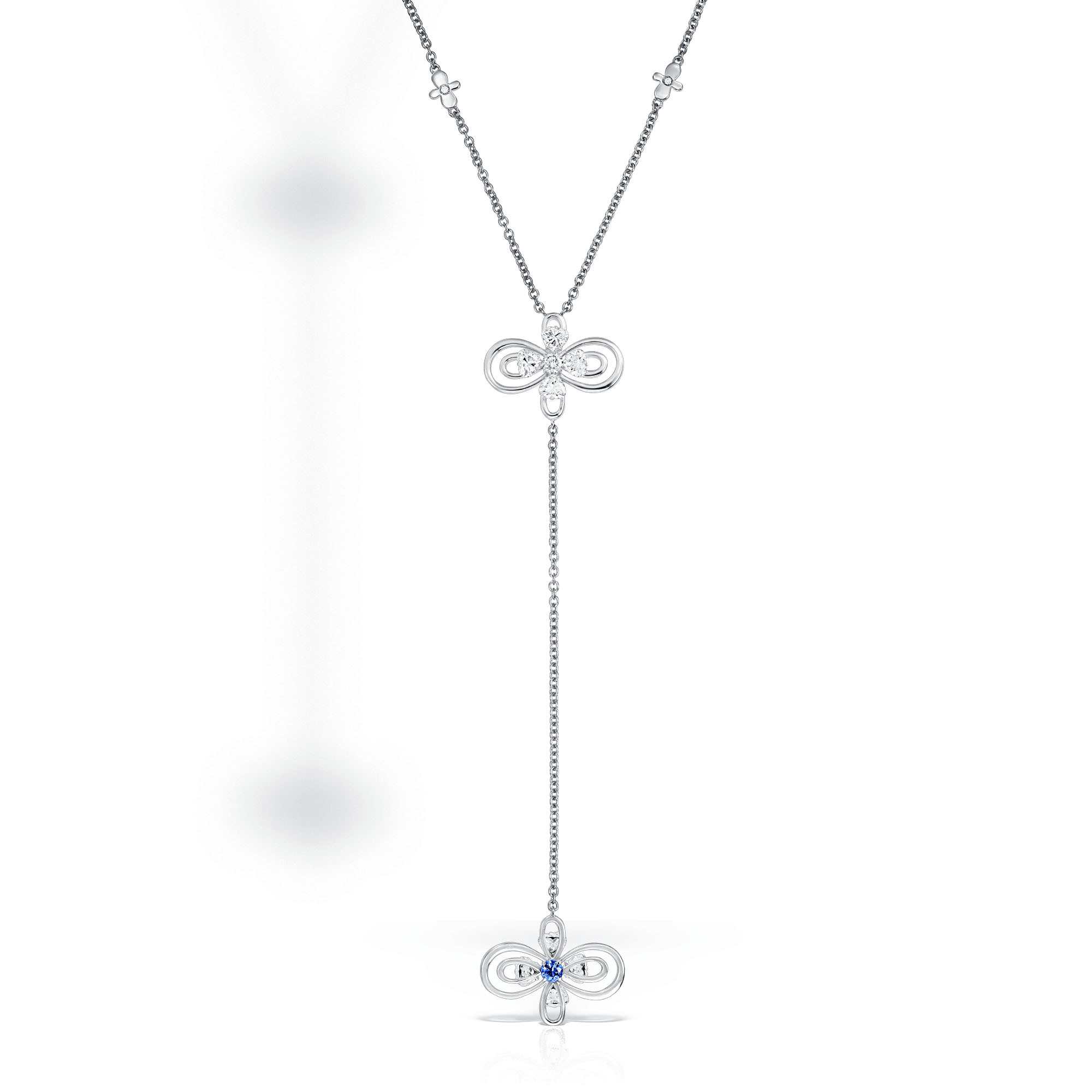 lift Anoi liar Colier Infinity Love din aur alb 18K cu diamante si safir Henri Maillardet