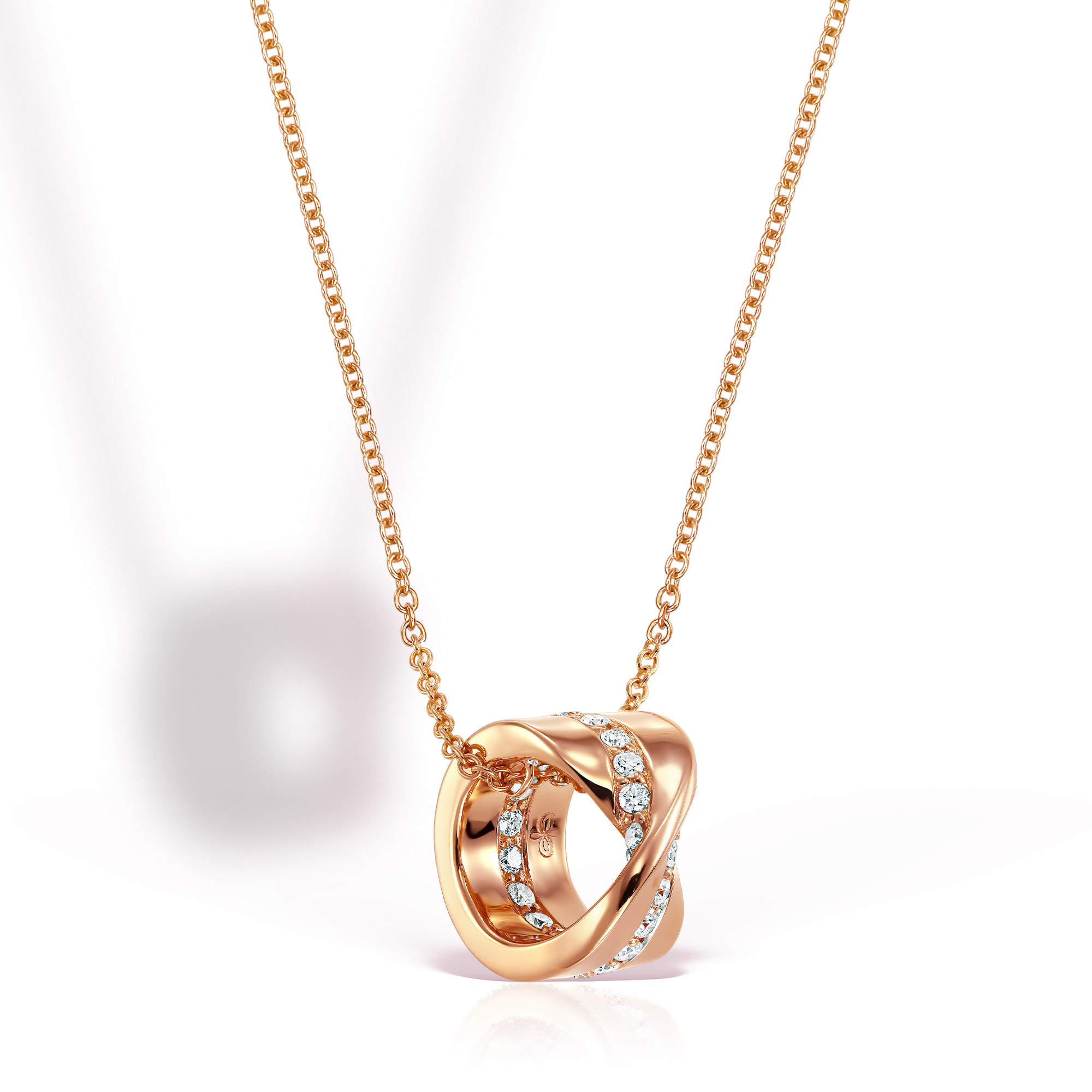Coliere - Lant cu pandantiv Mobius Henri Maillardet cu diamante, din aur roz de 18K, cellini.ro