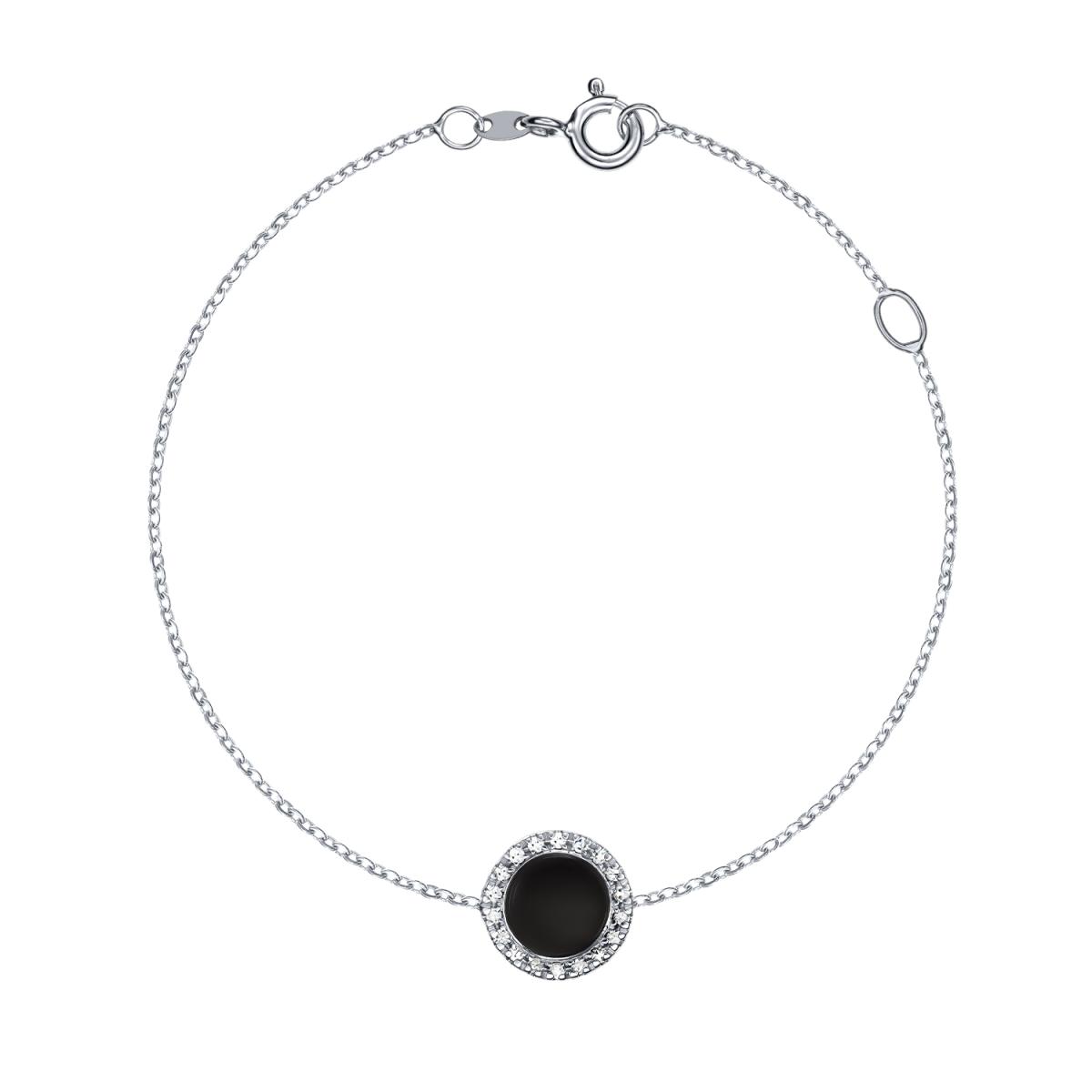 Bratari - Bratara Maria Granacci cu onix si diamante, din aur alb de 18K, cellini.ro