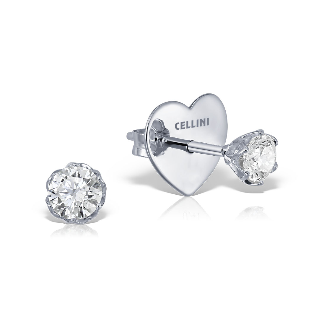 Cercei - Cercei Bloom Insieme cu diamante, din aur alb  de 18K, cellini.ro