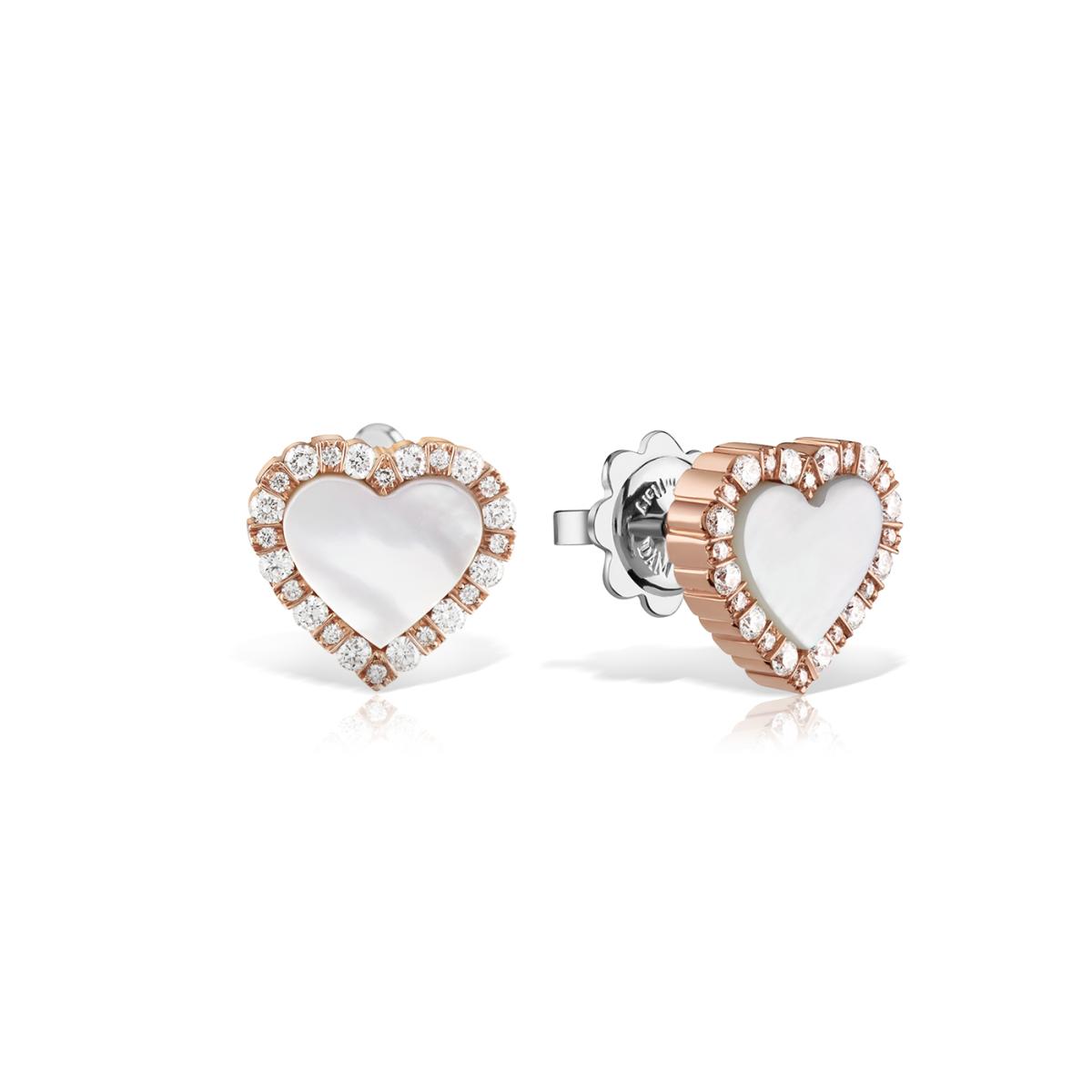 Cercei - Cercei Damiani Belle Epoque cu sidef si diamant, din aur roz si alb de 18K, cellini.ro