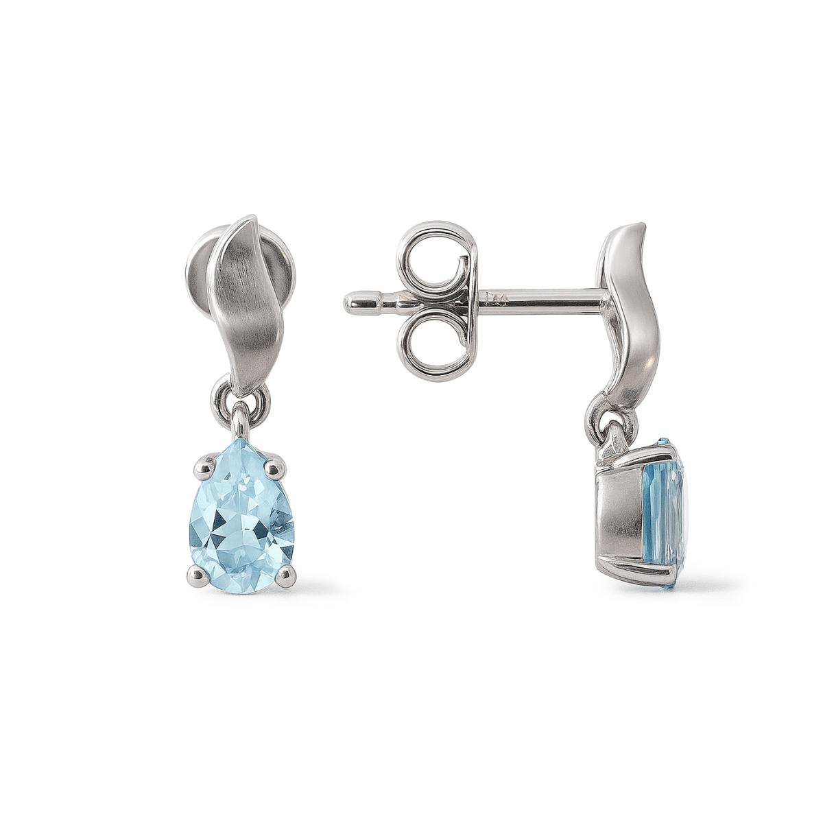 Cercei - Cercei Eva Nobile cu bleu topaz, din aur alb de 14K, cellini.ro