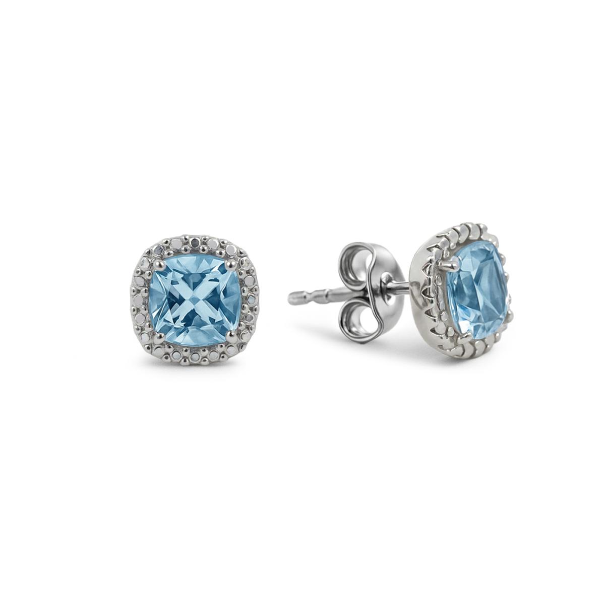 Cercei - Cercei Eva Nobile cu bleu topaz, din aur alb de 14K, cellini.ro