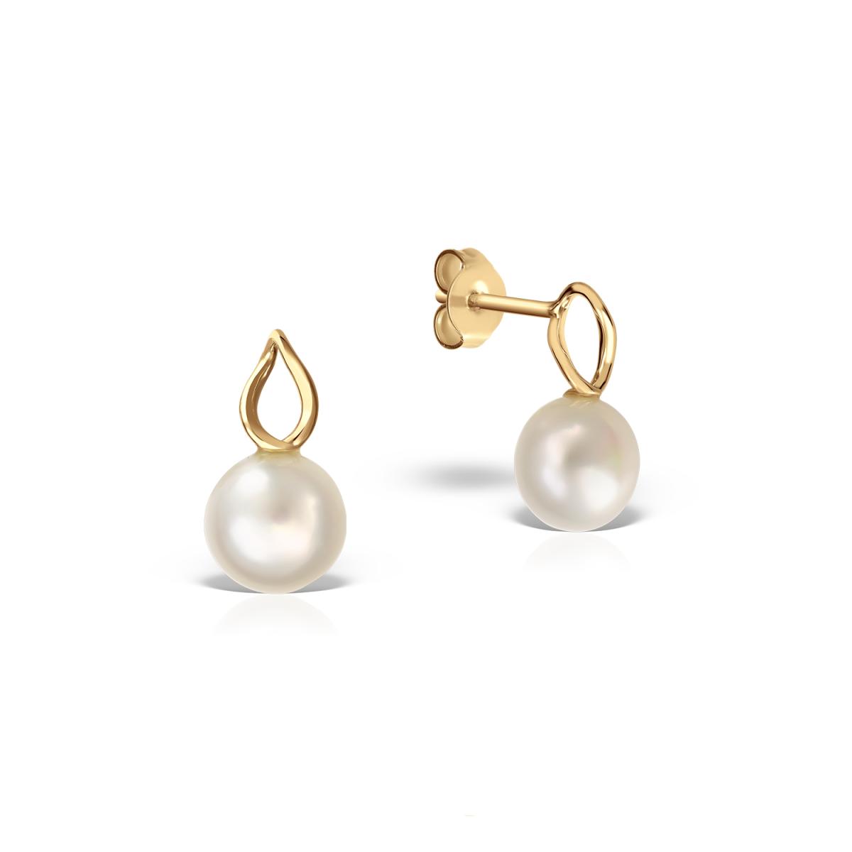 Cercei - Cercei Eva Nobile cu perla, din aur galben de 14K, cellini.ro