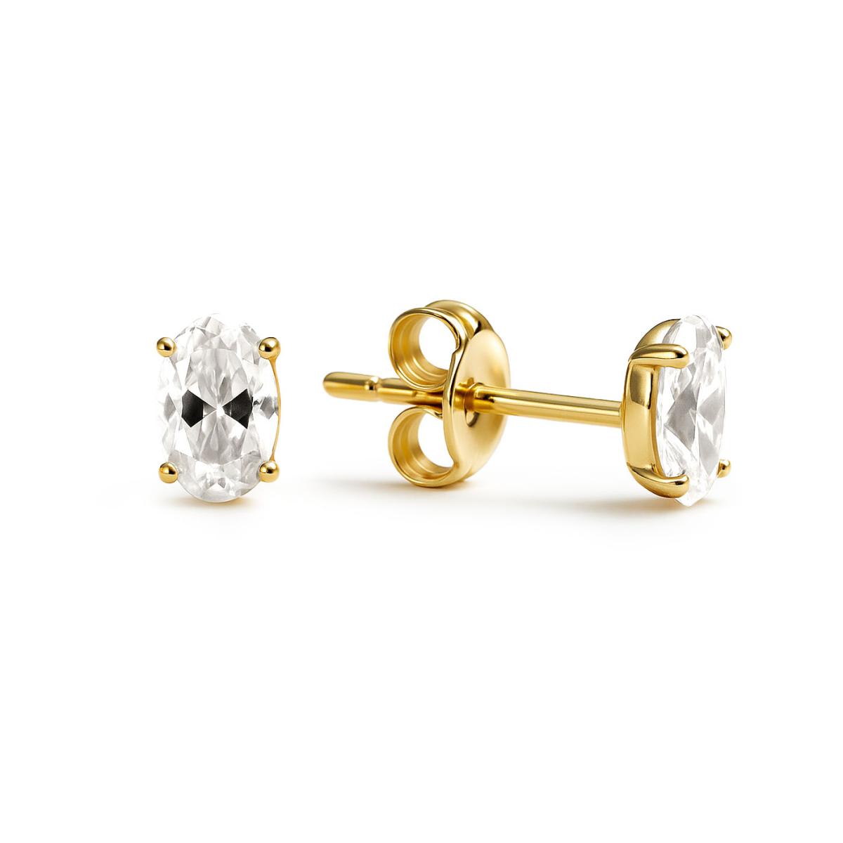 Cercei - Cercei Eva Nobile cu zircon, din aur galben de 14K, cellini.ro
