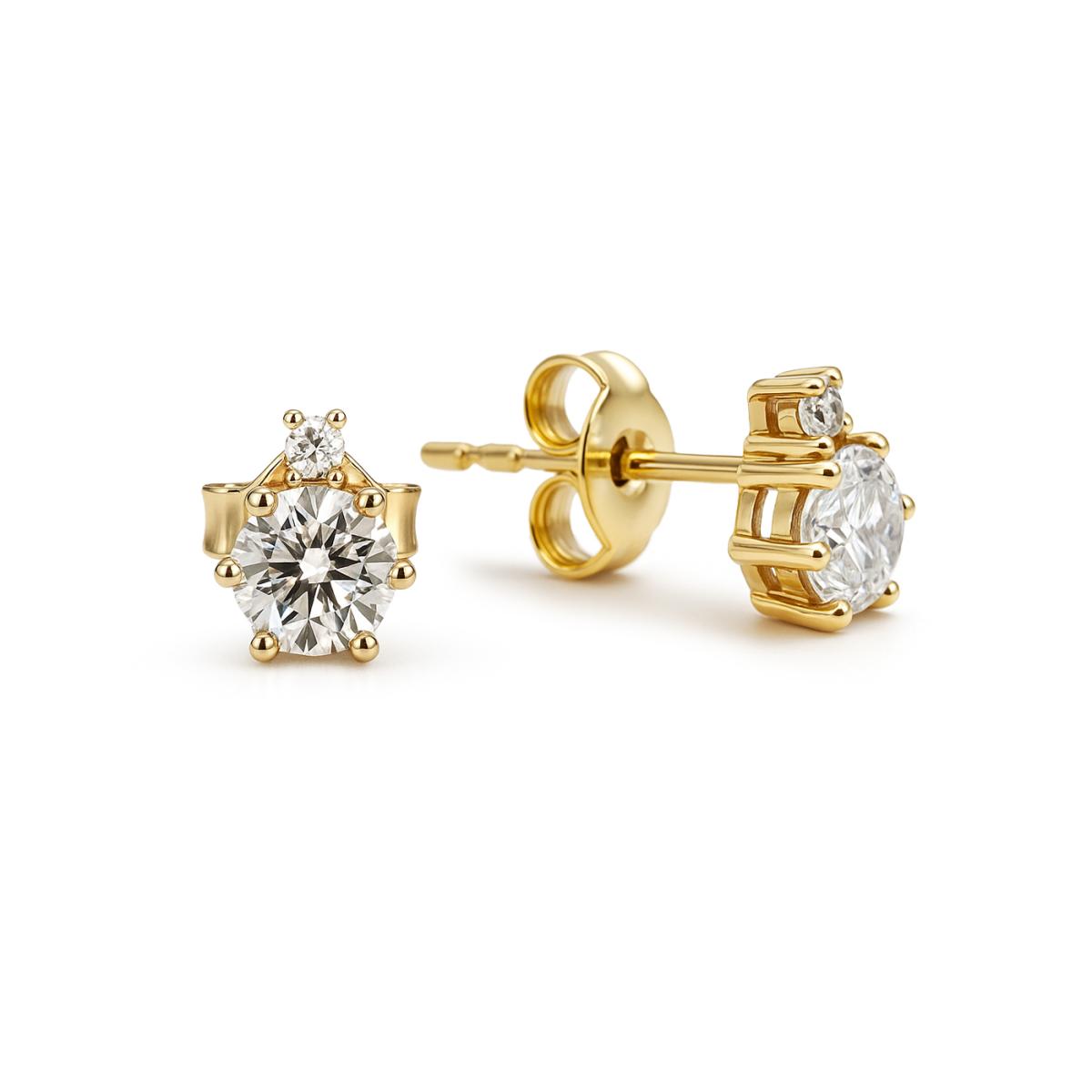 Cercei - Cercei Eva Nobile cu zircon, din aur galben de 14K, cellini.ro