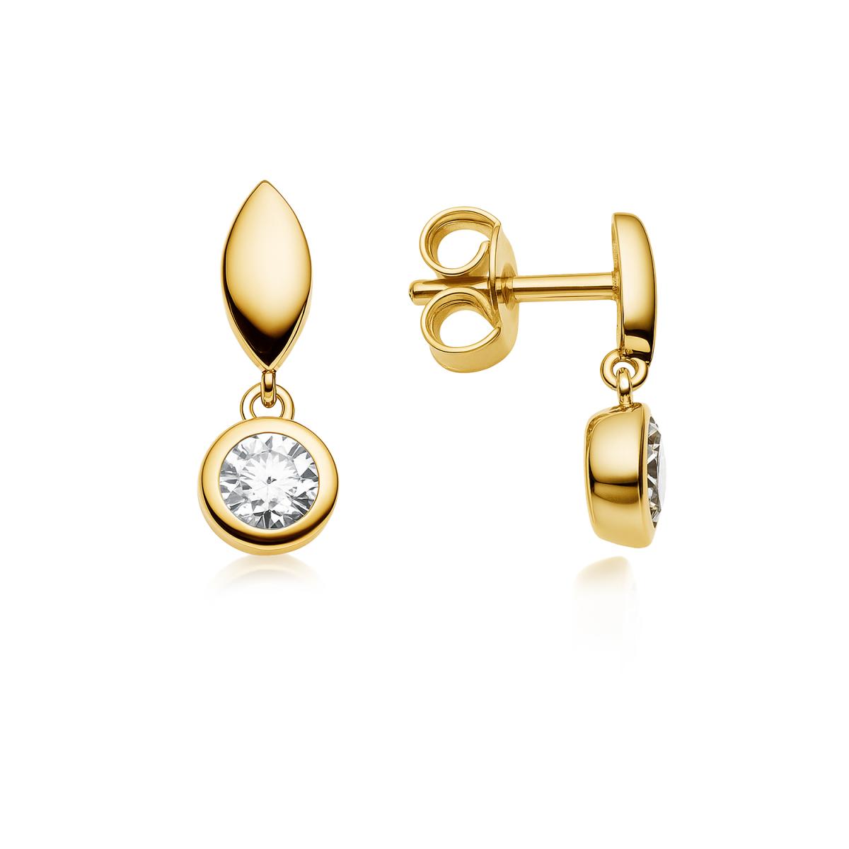 Cercei - Cercei Eva Nobile cu zircon, din aur galben de 14K, cellini.ro