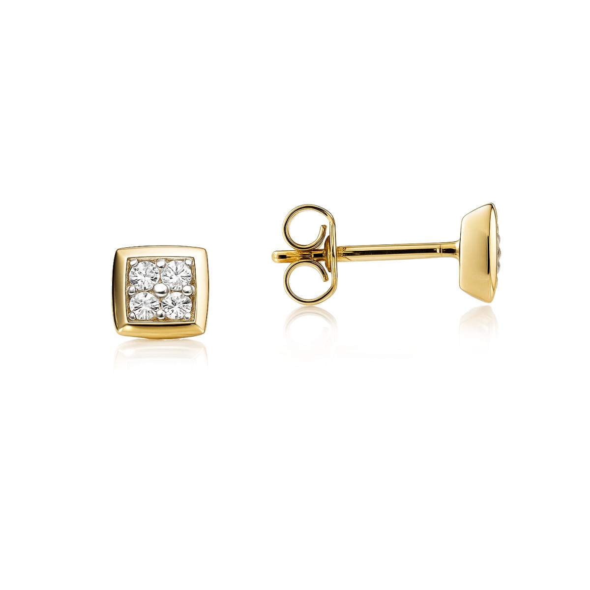 Cercei - Cercei Eva Nobile cu zircon, din aur galben de 14K, cellini.ro