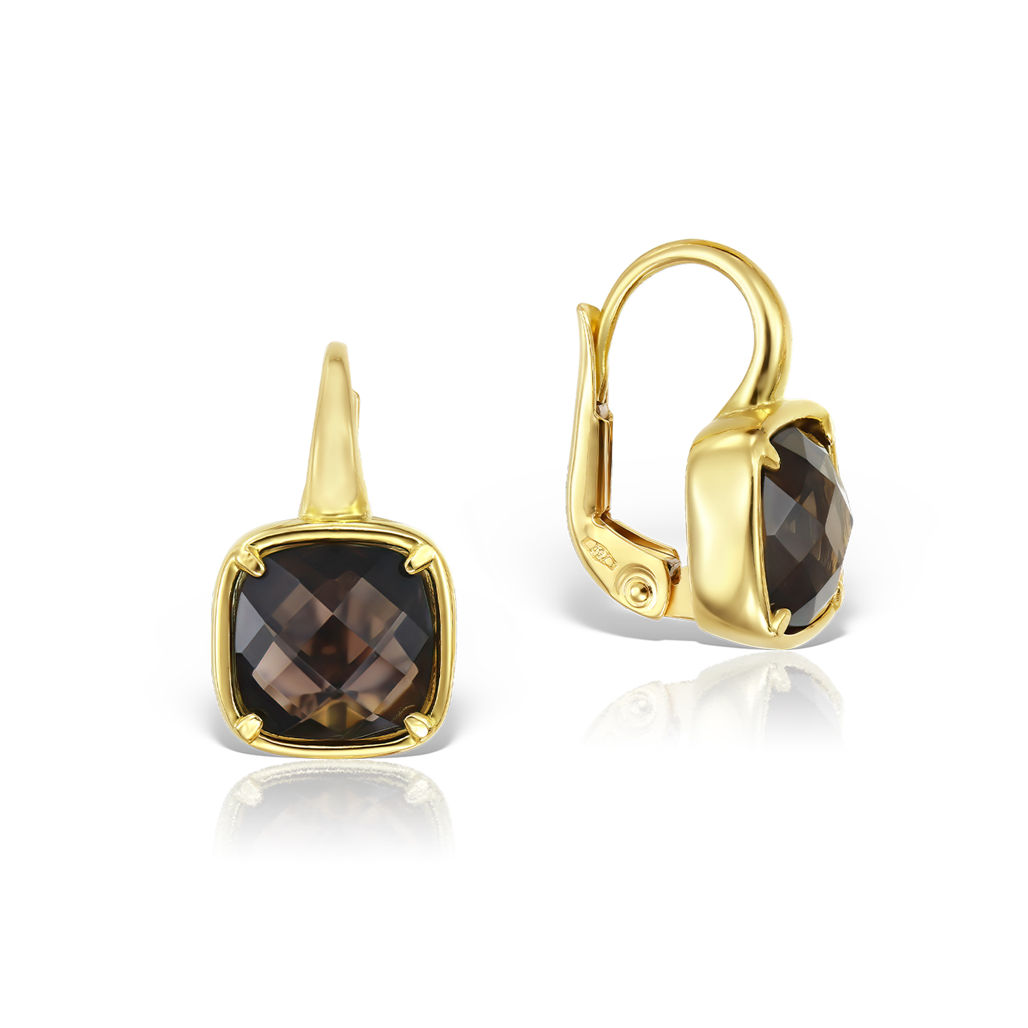 Cercei - Cercei Eva Nobile cu quartz fume, din aur galben de 18K, cellini.ro