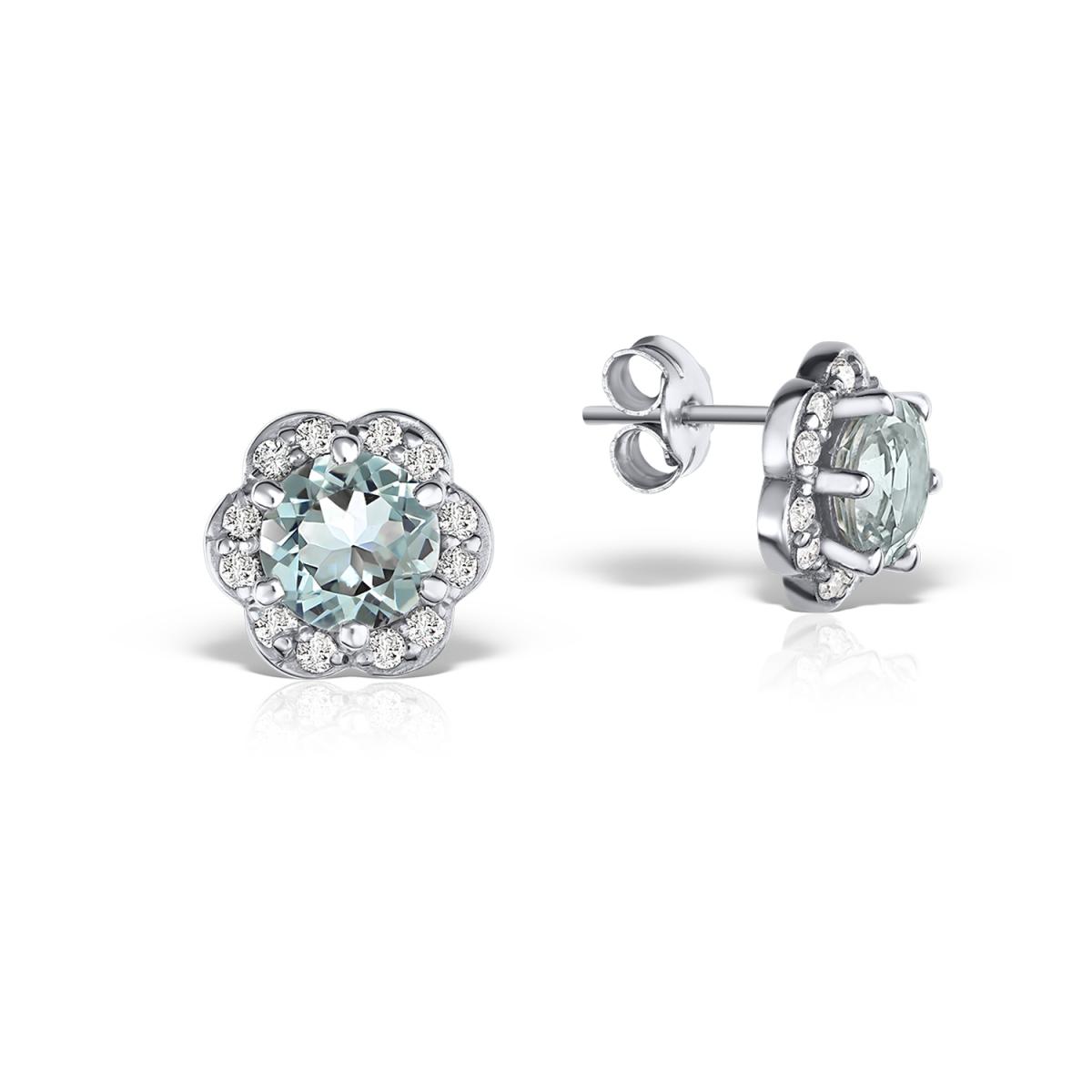 Cercei - Cercei Maria Granacci cu aquamarin si diamant, din aur alb de 18K, cellini.ro