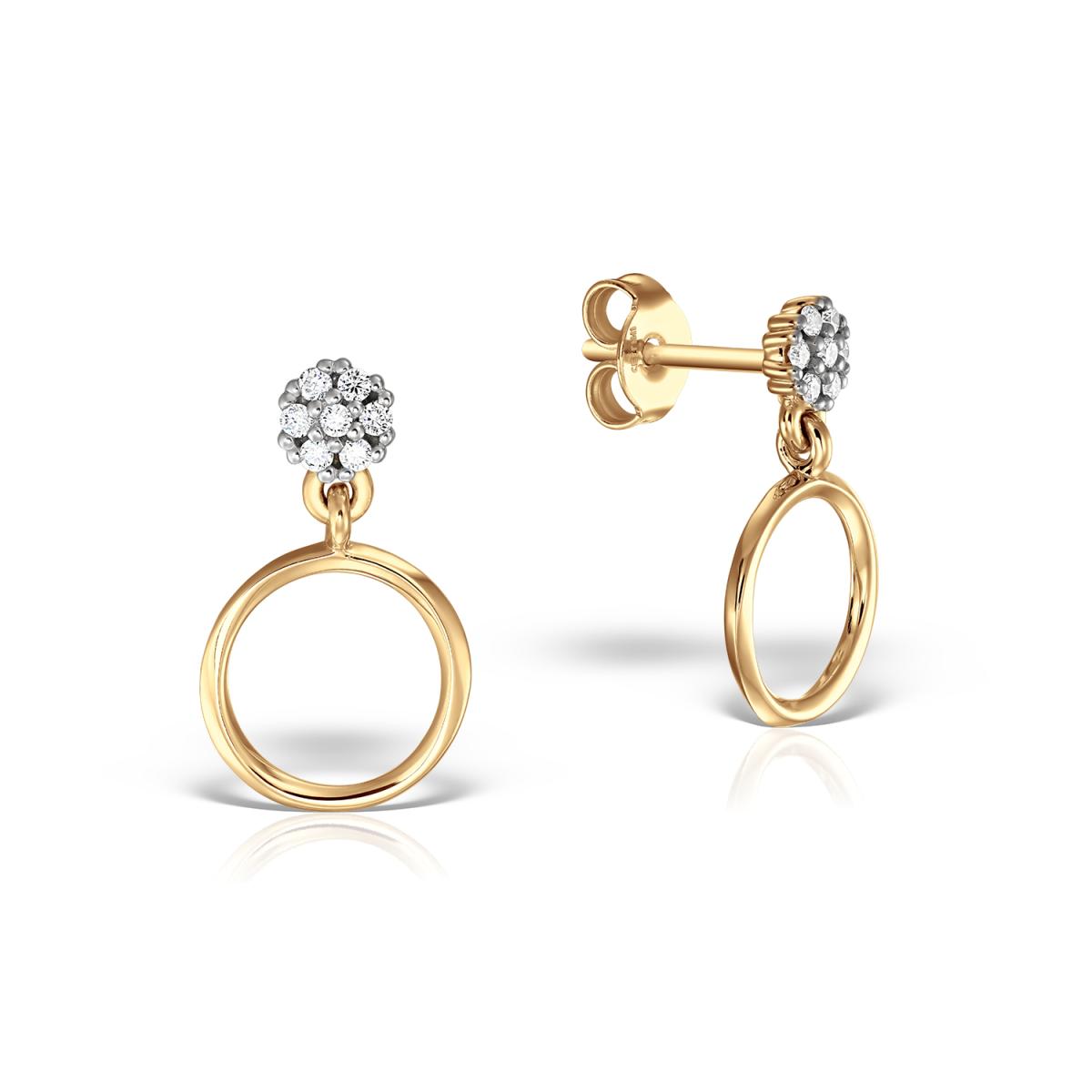 Cercei - Cercei Maria Granacci cu diamant, din aur galben de 14K, cellini.ro