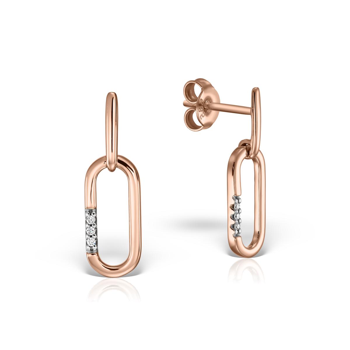 Cercei - Cercei Maria Granacci cu diamant, din aur roz de 14K, cellini.ro