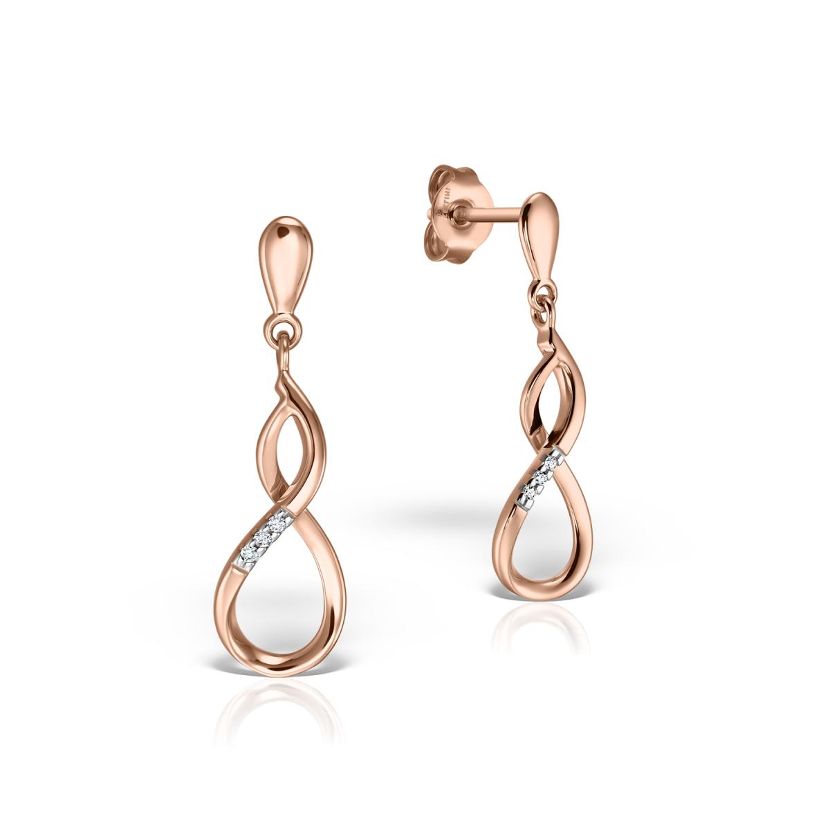 Cercei - Cercei Maria Granacci cu diamant, din aur roz de 14K, cellini.ro