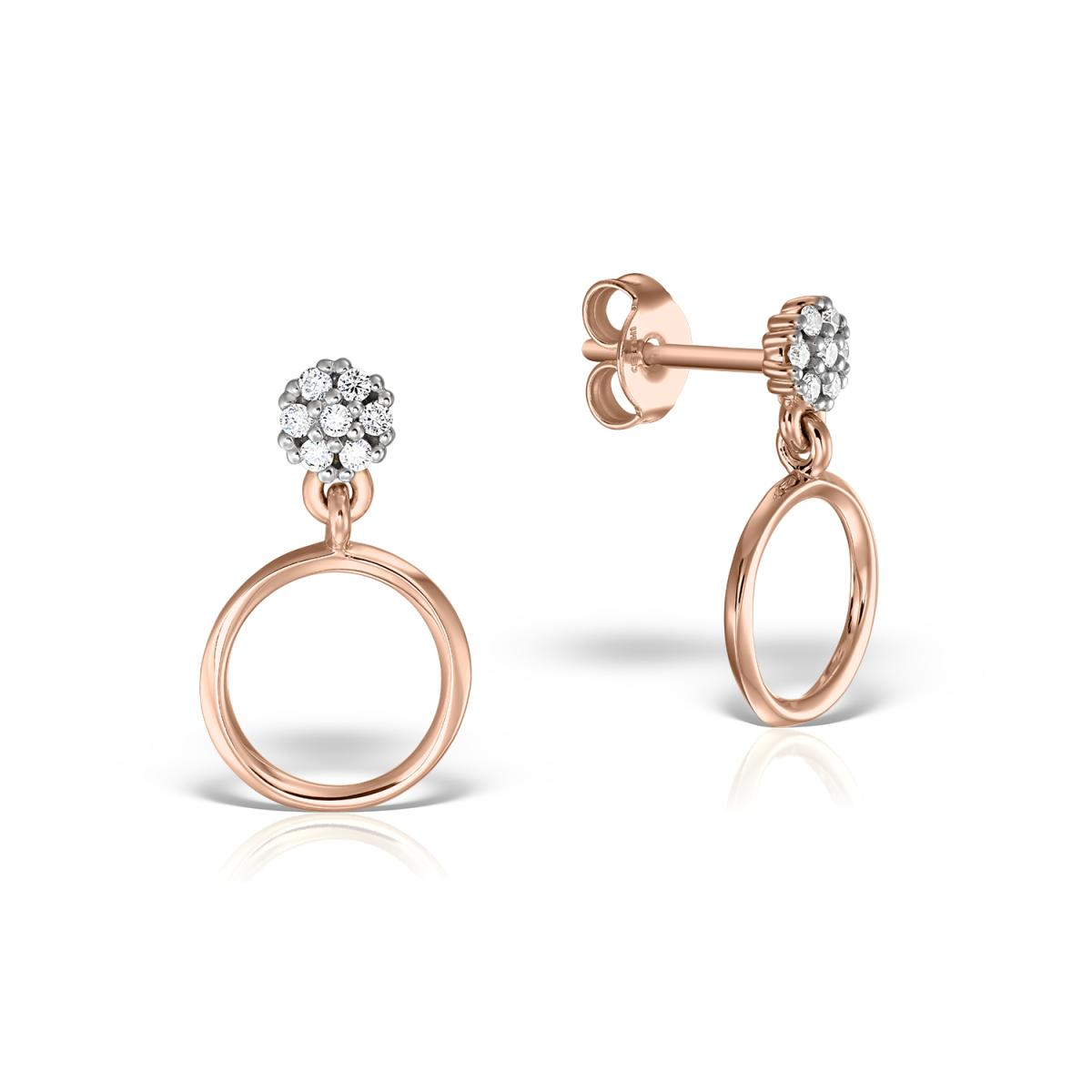 Cercei - Cercei Maria Granacci cu diamant, din aur roz de 14K, cellini.ro