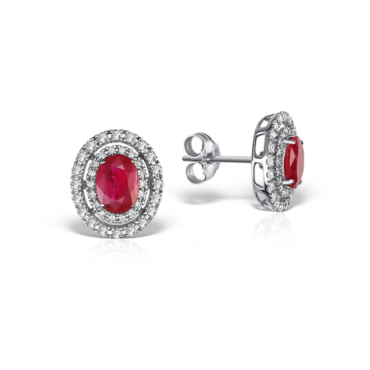 Cercei - Cercei Coscia cu rubine si diamante, din aur alb de 18K, cellini.ro
