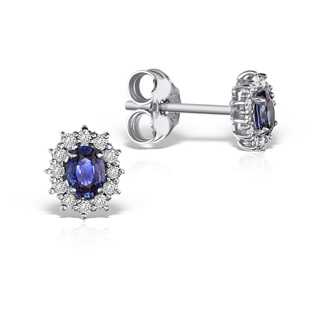 Cercei - Cercei Coscia cu safire si diamante, din aur alb de 18K, cellini.ro
