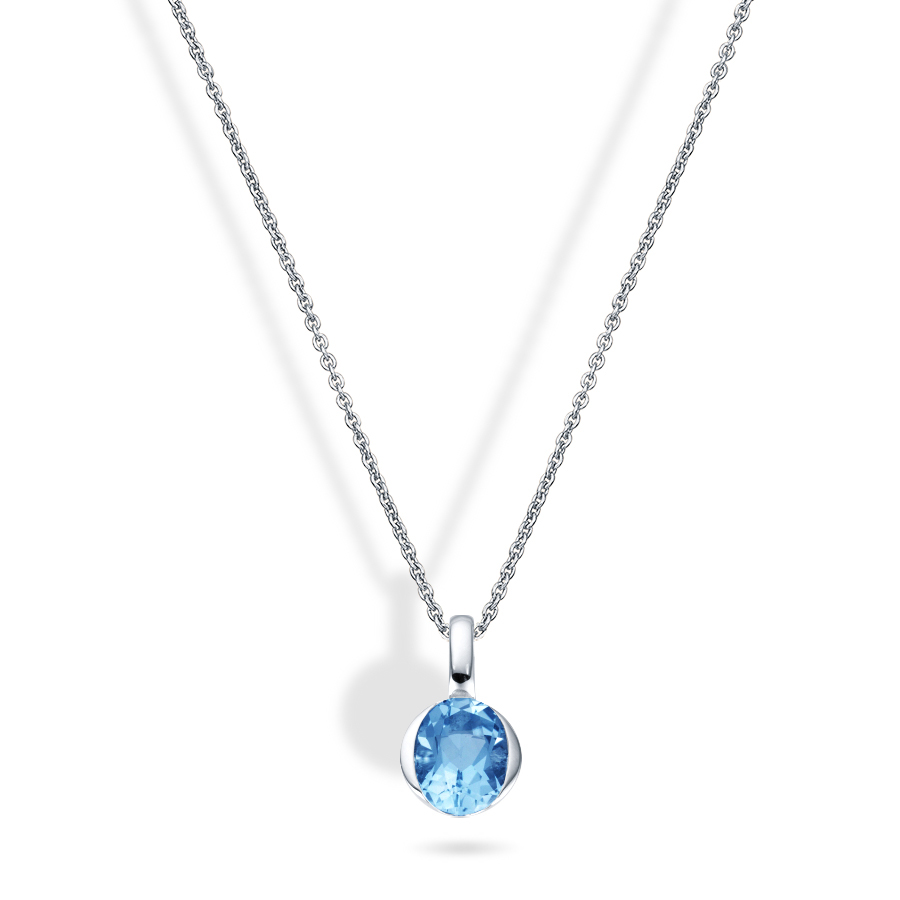 Coliere - Colier Eva Nobile cu topaz, din aur alb de 18K, cellini.ro