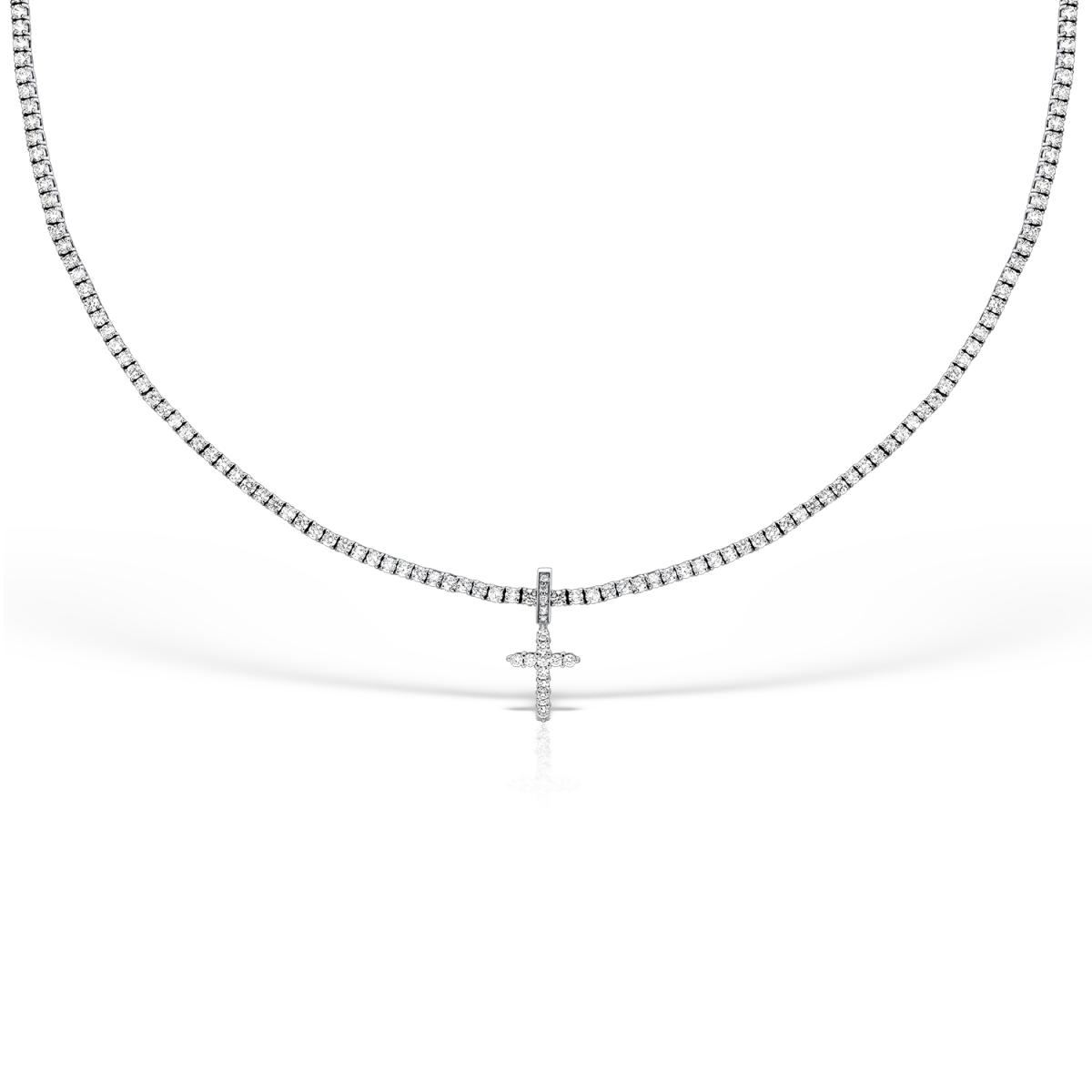 Coliere - Colier Classic Diamonds cu diamante, din aur alb de 18K, cellini.ro