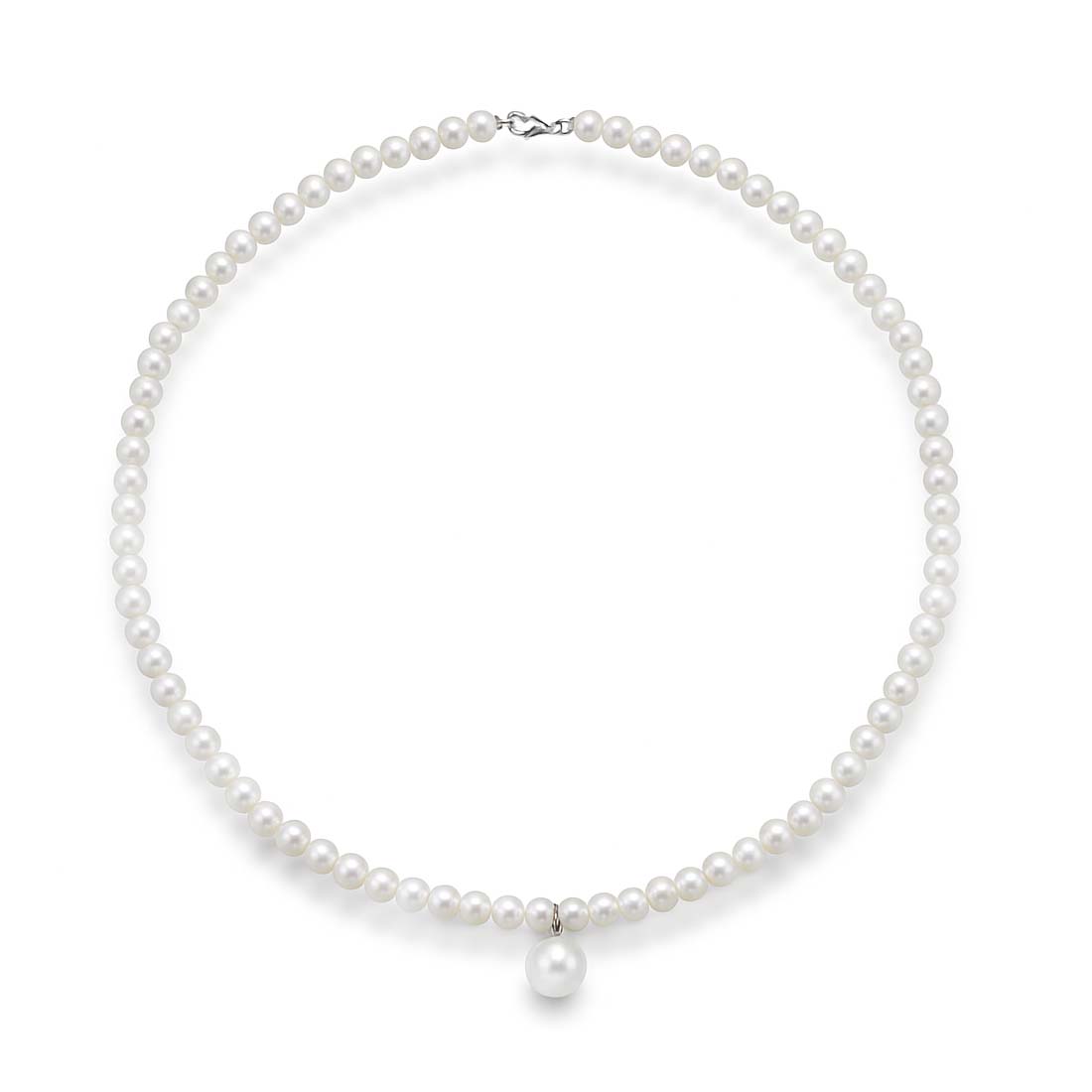 Coliere - Colier Coscia cu perle si diamante, din aur alb de 18K, cellini.ro