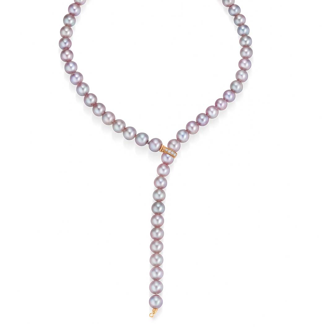 Coliere - Colier Coscia cu perle si diamante, din aur roz de 18K, cellini.ro