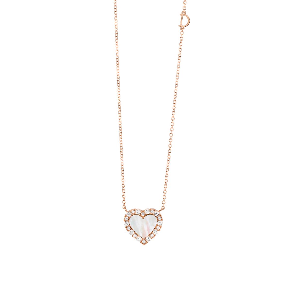 Coliere - Colier Damiani Belle Epoque cu sidef si diamant, din aur roz de 18K, cellini.ro