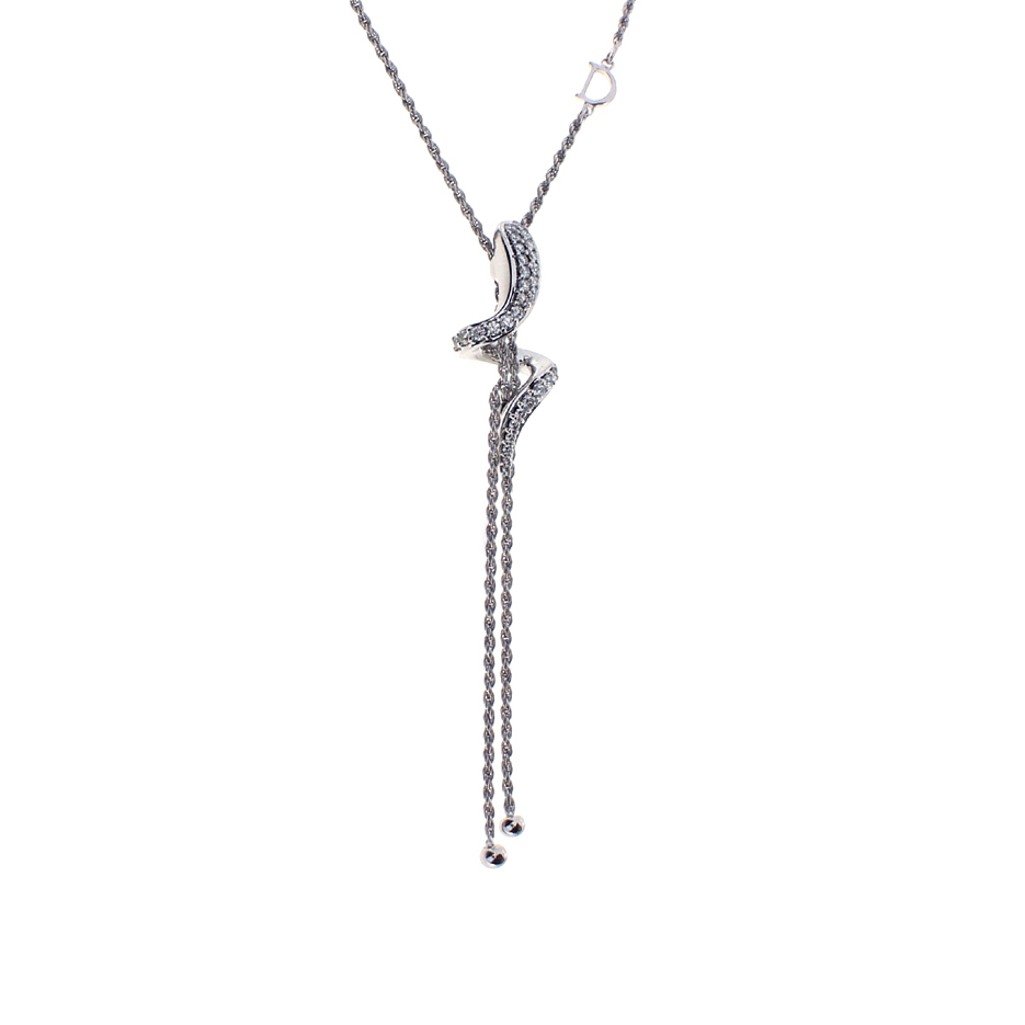 Coliere - Colier Damiani Eden cu diamant, din aur alb de 18K, cellini.ro