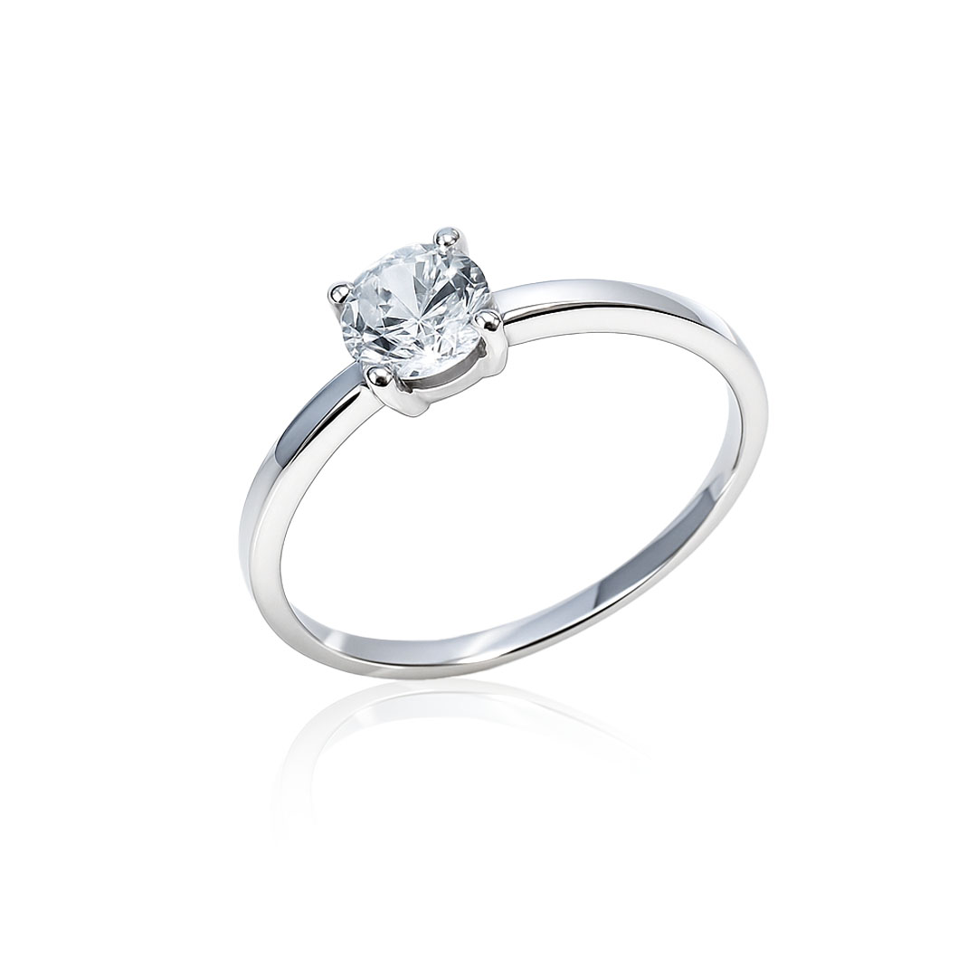Inele - Inel Eva Nobile cu zircon, din aur alb de 14K, cellini.ro