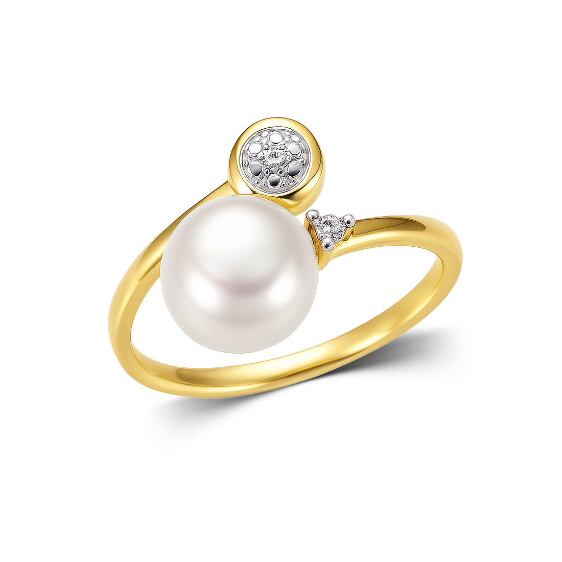 Inele - Inel Maria Granacci cu perla si diamant, din aur galben de 14K, cellini.ro